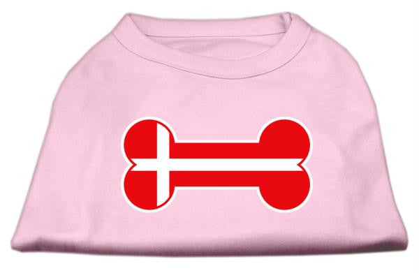 Bone Shaped Denmark Flag Screen Print Shirts Light Pink M (12)