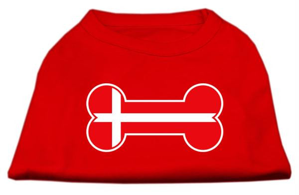 Bone Shaped Denmark Flag Screen Print Shirts Red XL (16)