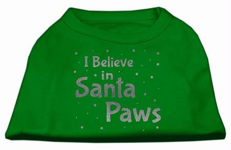 Screenprint Santa Paws Pet Shirt Emerald Green Lg (14)