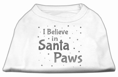 Screenprint Santa Paws Pet Shirt White Lg (14)