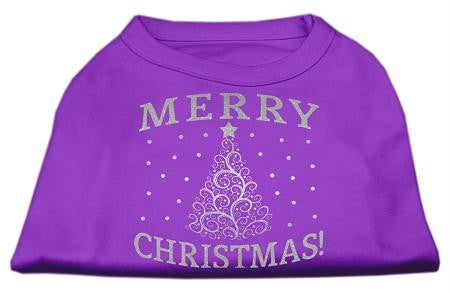 Shimmer Christmas Tree Pet Shirt Purple XS (8)