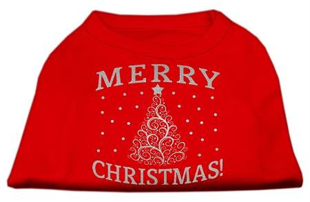 Shimmer Christmas Tree Pet Shirt Red XS (8)