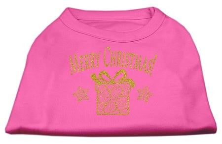 Golden Christmas Present Dog Shirt Bright Pink Med (12)