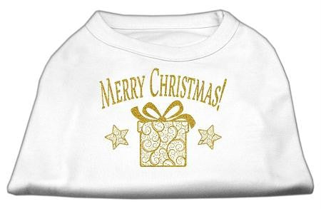 Golden Christmas Present Dog Shirt White Med (12)