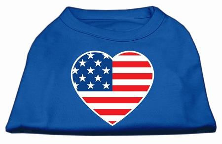 American Flag Heart Screen Print Shirt Blue Lg (14)