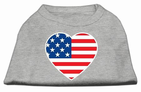 American Flag Heart Screen Print Shirt Grey XL (16)