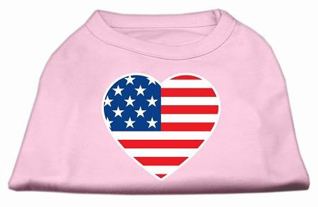 American Flag Heart Screen Print Shirt Light Pink XS (8)