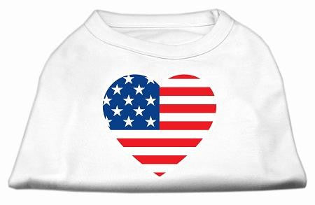 American Flag Heart Screen Print Shirt White XXL (18)