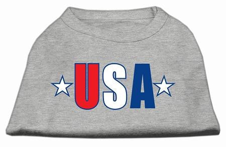 USA Star Screen Print Shirt Grey Lg (14)