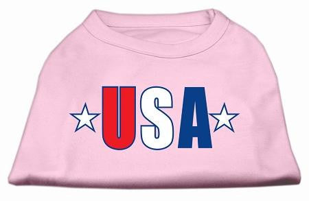 USA Star Screen Print Shirt Light Pink Med (12)