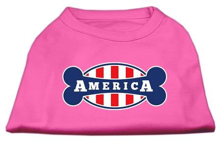 Bonely in America Screen Print Shirt Bright Pink Lg (14)