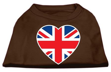 British Flag Heart Screen Print Shirt Brown XS (8)