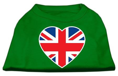 British Flag Heart Screen Print Shirt Green XS (8)