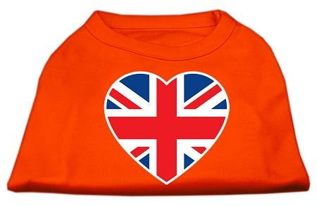 British Flag Heart Screen Print Shirt Orange XS (8)