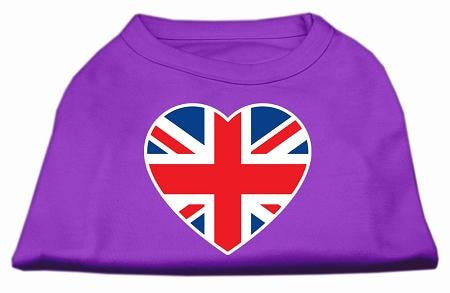 British Flag Heart Screen Print Shirt Purple XS (8)