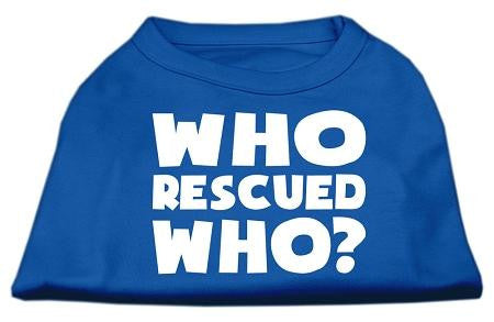 Who Rescued Who Screen Print Shirt Blue Med (12)