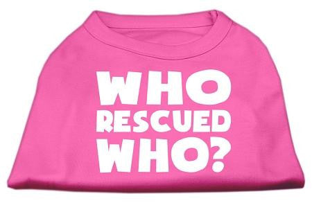 Who Rescued Who Screen Print Shirt Bright Pink XS (8)