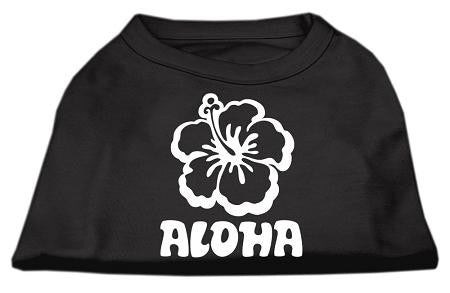 Aloha Flower Screen Print Shirt Black  Lg (14)