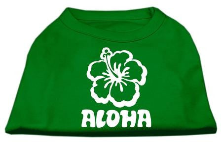 Aloha Flower Screen Print Shirt Green Lg (14)