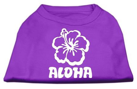 Aloha Flower Screen Print Shirt Purple Lg (14)