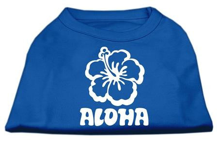 Aloha Flower Screen Print Shirt Blue Med (12)