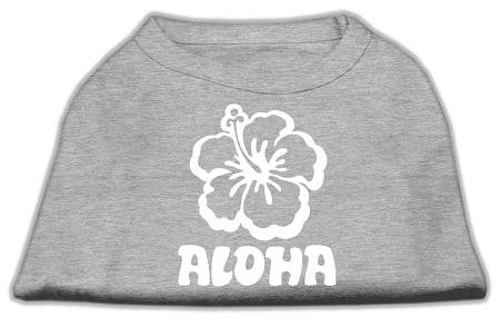 Aloha Flower Screen Print Shirt Grey XS (8)