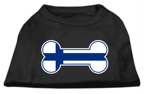 Bone Shaped Finland Flag Screen Print Shirts Black L (14)