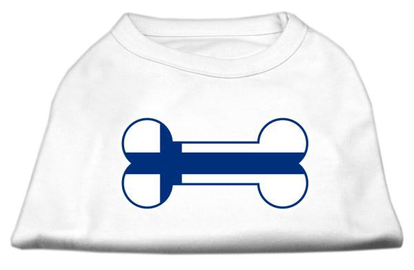 Bone Shaped Finland Flag Screen Print Shirts White L (14)