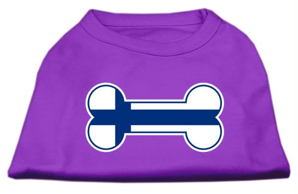 Bone Shaped Finland Flag Screen Print Shirts Purple M (12)