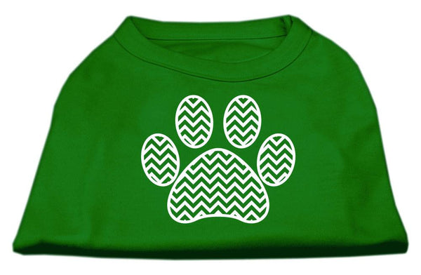 Chevron Paw Screen Print Shirt Green Lg (14)