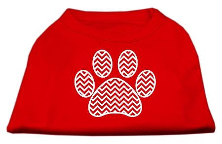 Chevron Paw Screen Print Shirt Red Lg (14)