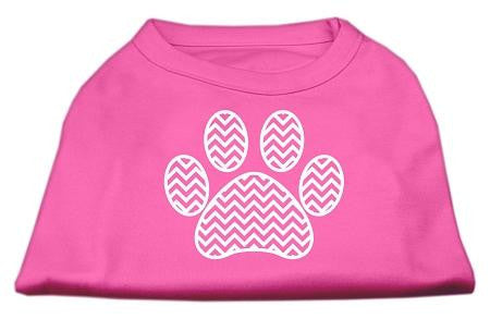 Chevron Paw Screen Print Shirt Bright Pink XS (8)