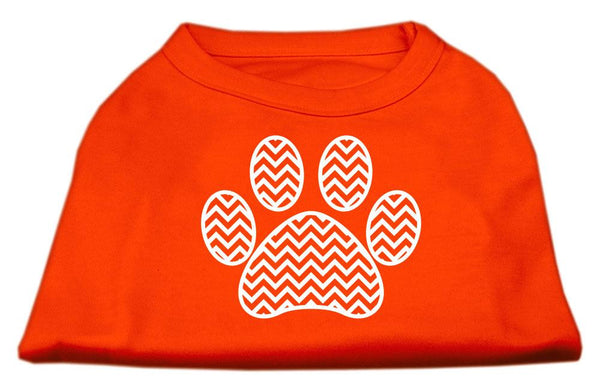 Chevron Paw Screen Print Shirt Orange XS (8)