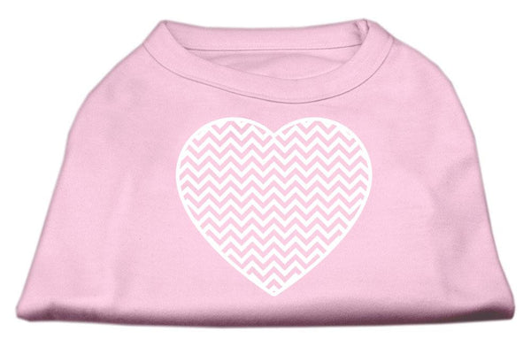 Chevron Heart Screen Print Dog Shirt Light Pink Lg (14)