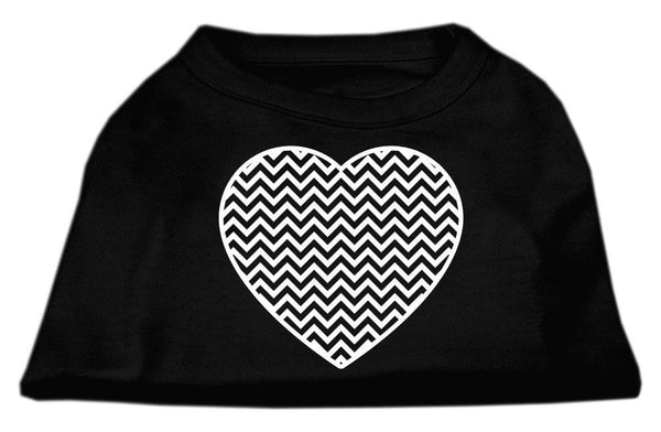 Chevron Heart Screen Print Dog Shirt Black  Med (12)