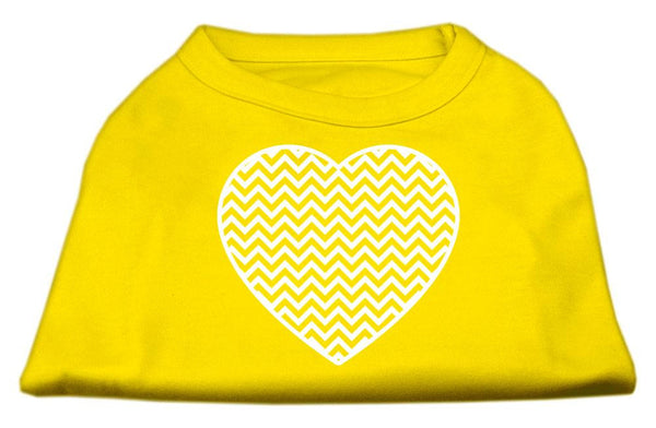 Chevron Heart Screen Print Dog Shirt Yellow Med (12)