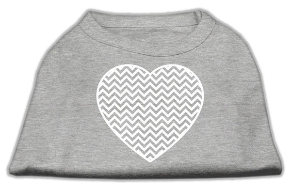 Chevron Heart Screen Print Dog Shirt Grey Sm (10)