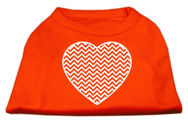 Chevron Heart Screen Print Dog Shirt Orange Sm (10)