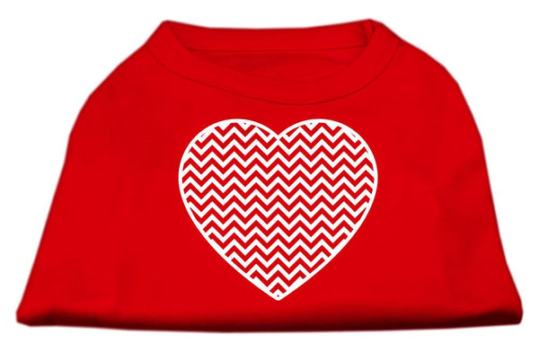 Chevron Heart Screen Print Dog Shirt Red XL (16)