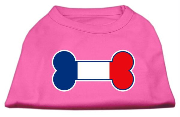 Bone Shaped France Flag Screen Print Shirts Bright Pink M (12)