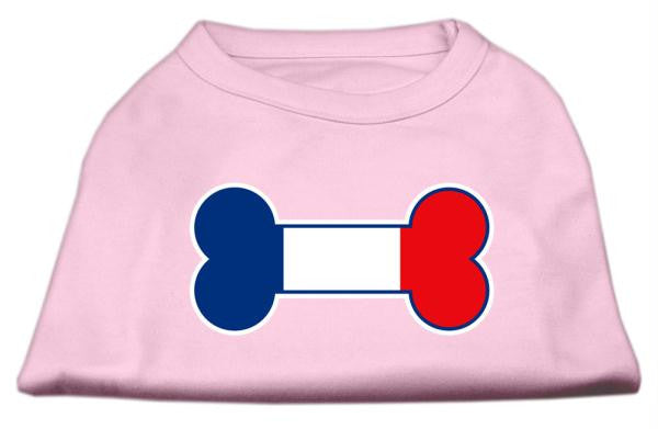 Bone Shaped France Flag Screen Print Shirts Light Pink S (10)