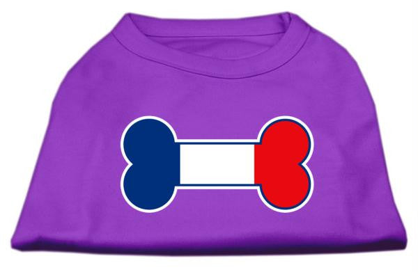 Bone Shaped France Flag Screen Print Shirts Purple XXL (18)