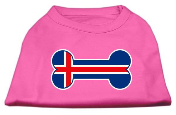 Bone Shaped Iceland Flag Screen Print Shirts Bright Pink M (12)