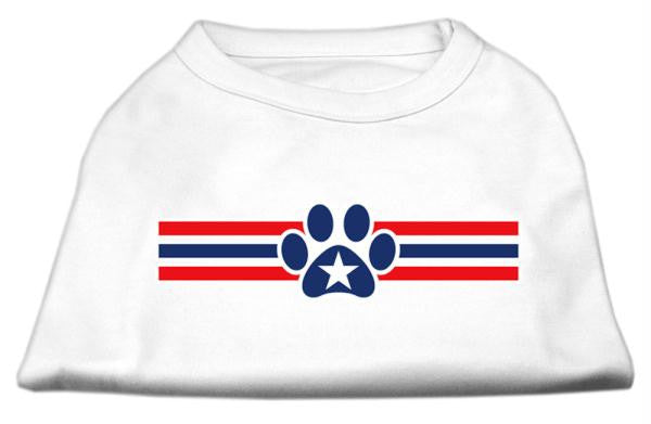 Patriotic Star Paw Screen Print Shirts White XL (16)