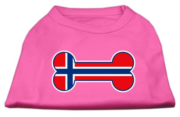 Bone Shaped Norway Flag Screen Print Shirts Bright Pink XL (16)