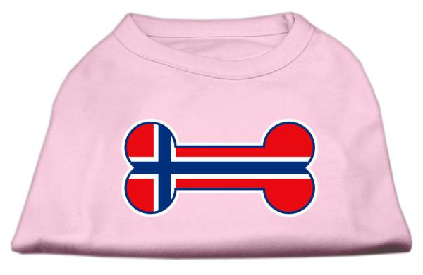 Bone Shaped Norway Flag Screen Print Shirts Light Pink XS (8)