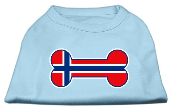 Bone Shaped Norway Flag Screen Print Shirts Baby Blue XXXL(20)