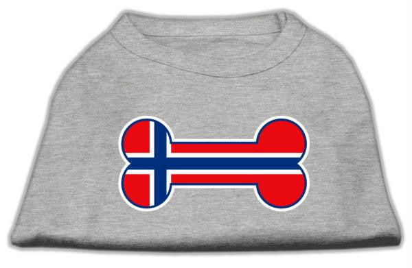 Bone Shaped Norway Flag Screen Print Shirts Grey XXXL(20)