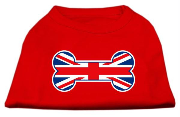 Bone Shaped United Kingdom (Union Jack) Flag Screen Print Shirts Red L (14)