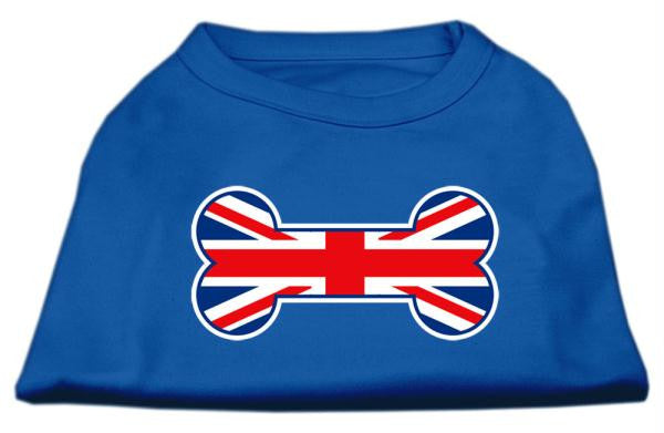 Bone Shaped United Kingdom (Union Jack) Flag Screen Print Shirts Blue Med (12)